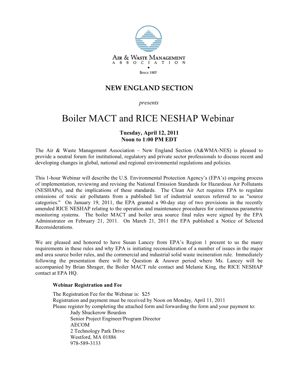 Boiler MACT and RICE NESHAP Webinar