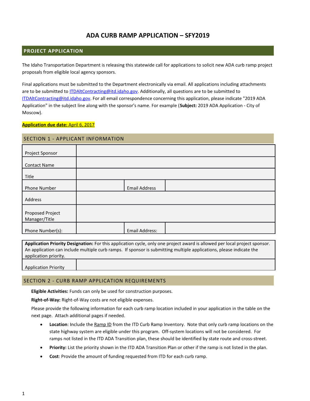 Ada Curb Ramp Application Sfy2019