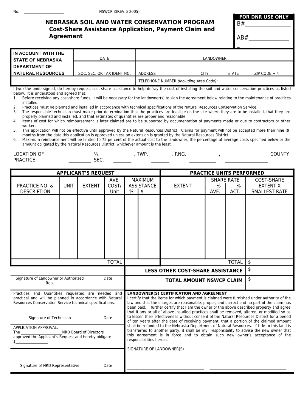 Landowner(S) Certification and Agreement