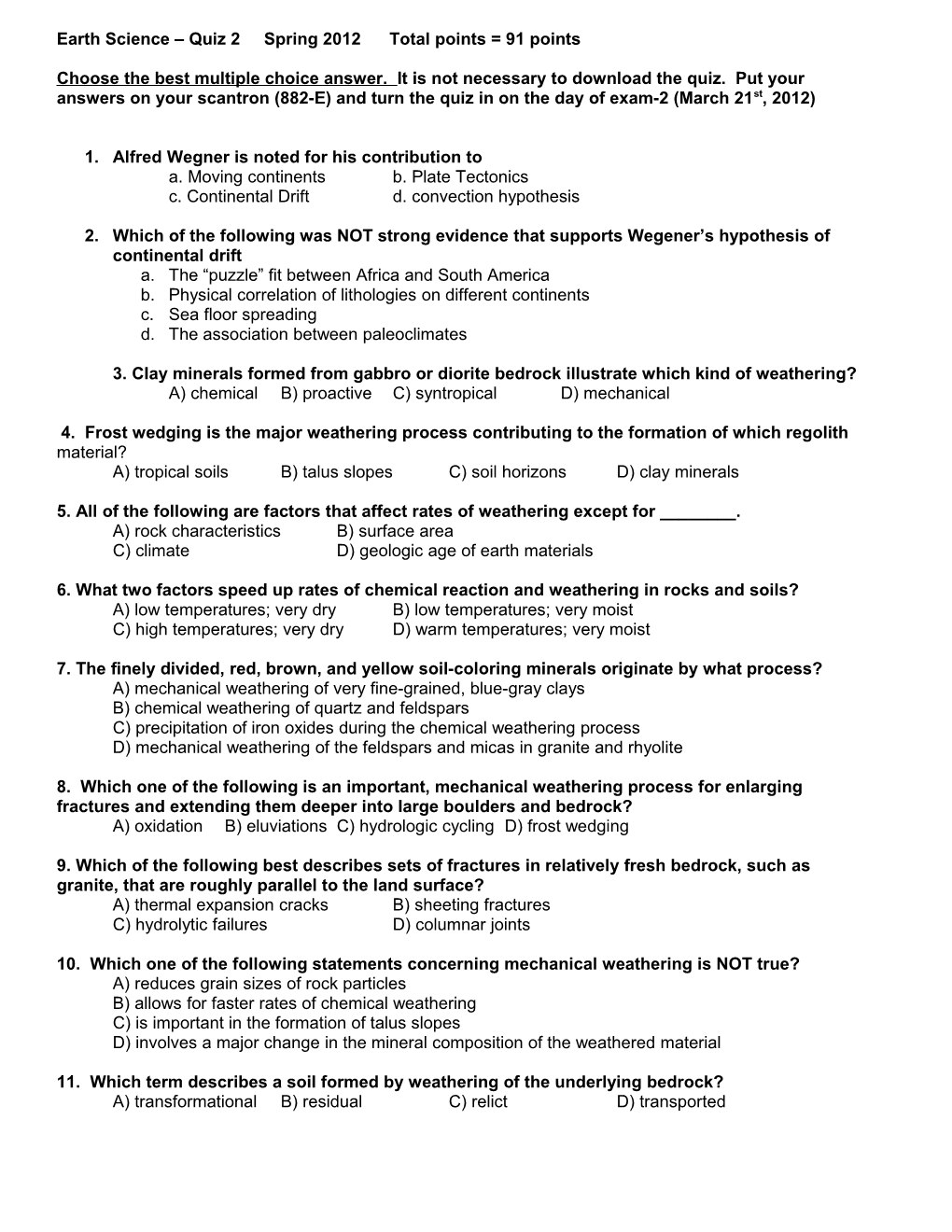 Earth Science Quiz 2 s1