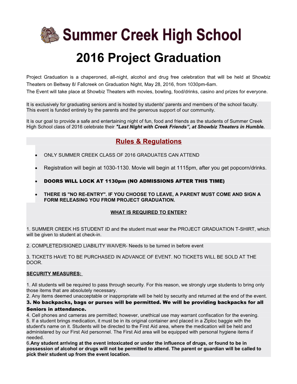2016 Project Graduation