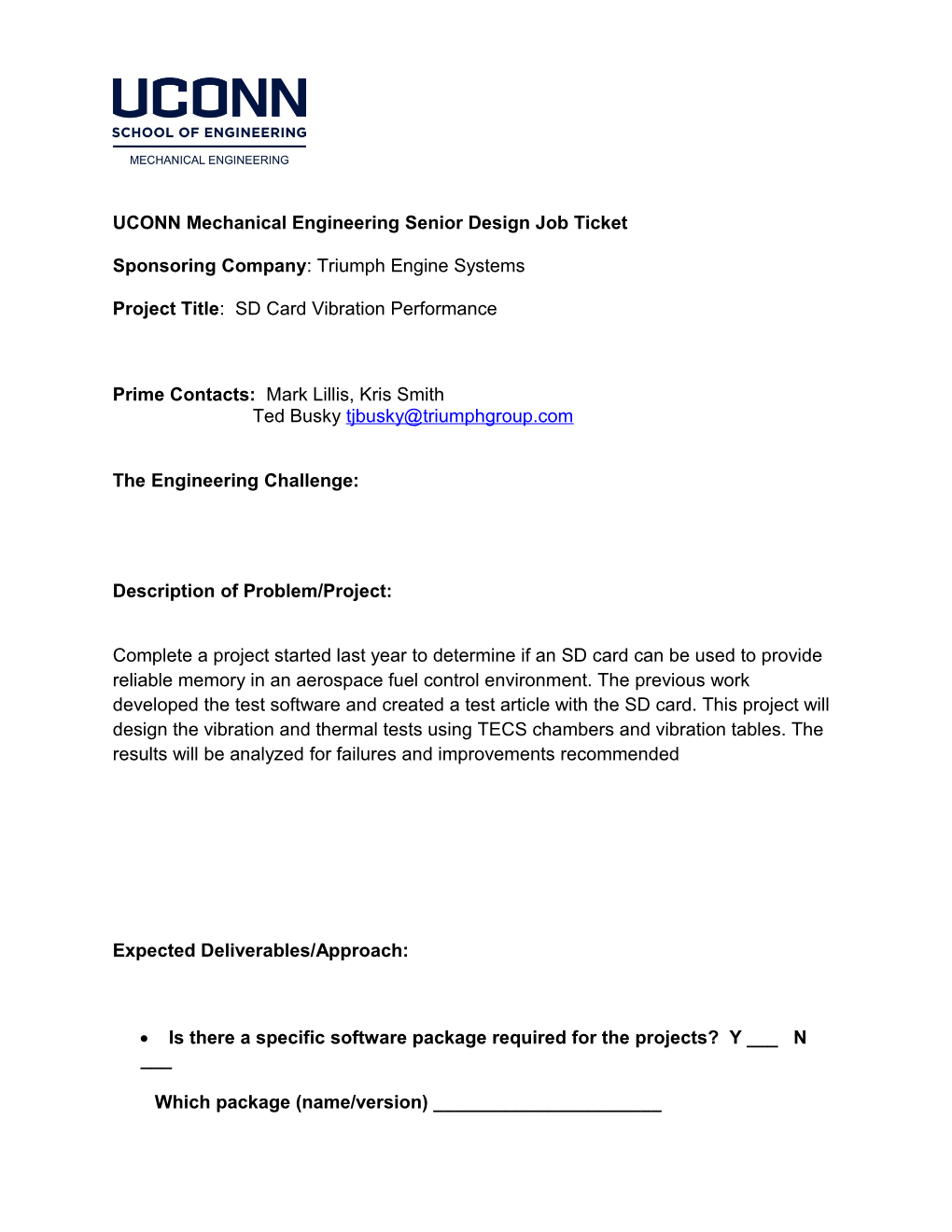 UCONN Mechanical Engineering Senior Design Job Ticket s1