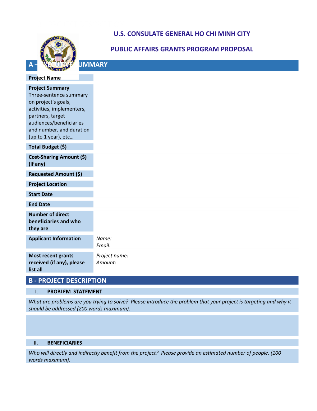 Public Affairs Grants Program Proposal