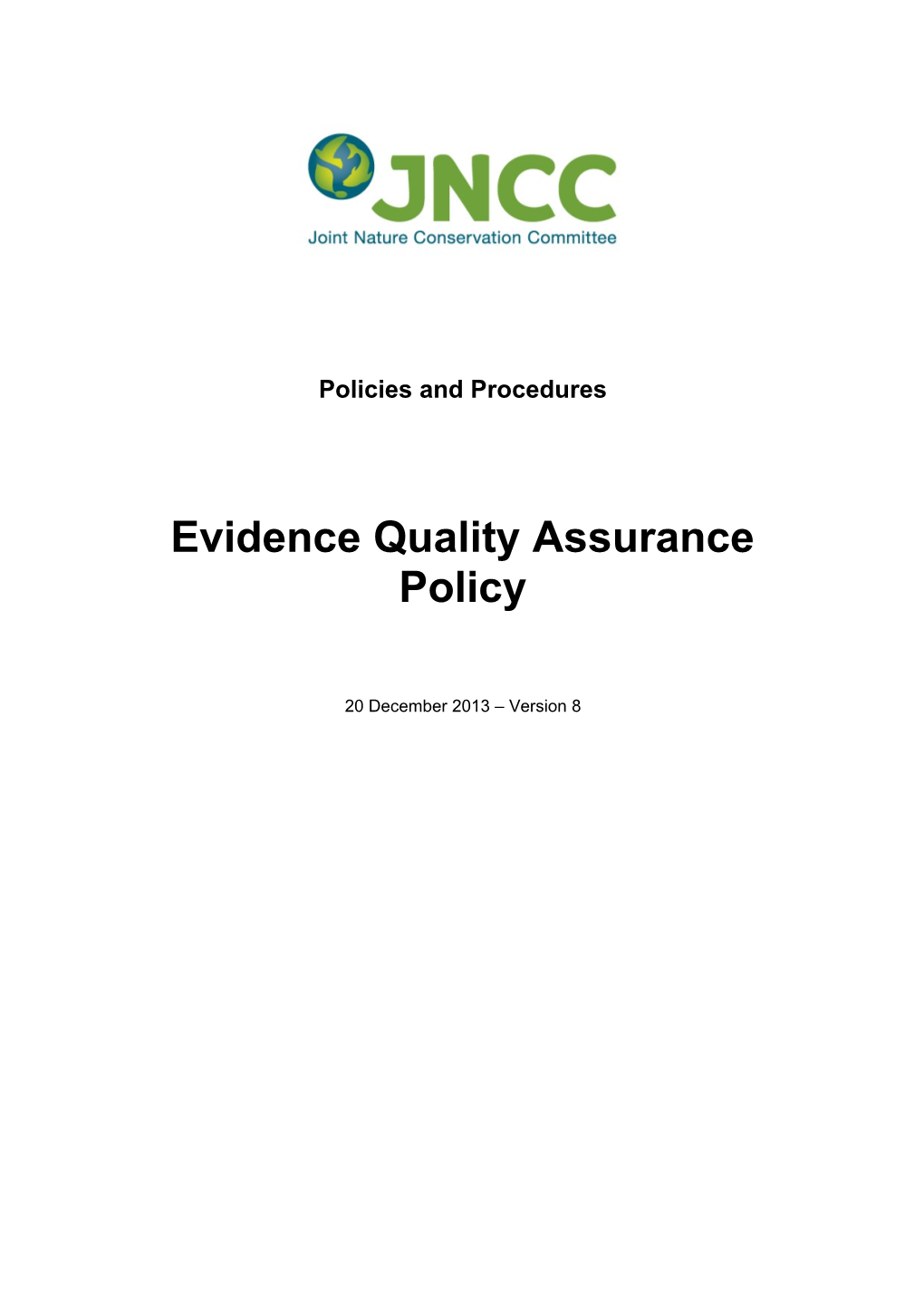 JNCC Evidence Quality Policy