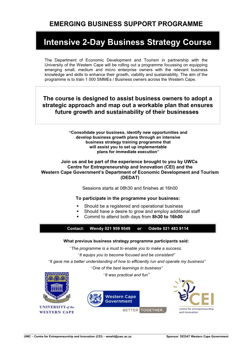 Emerging Business Support Programme