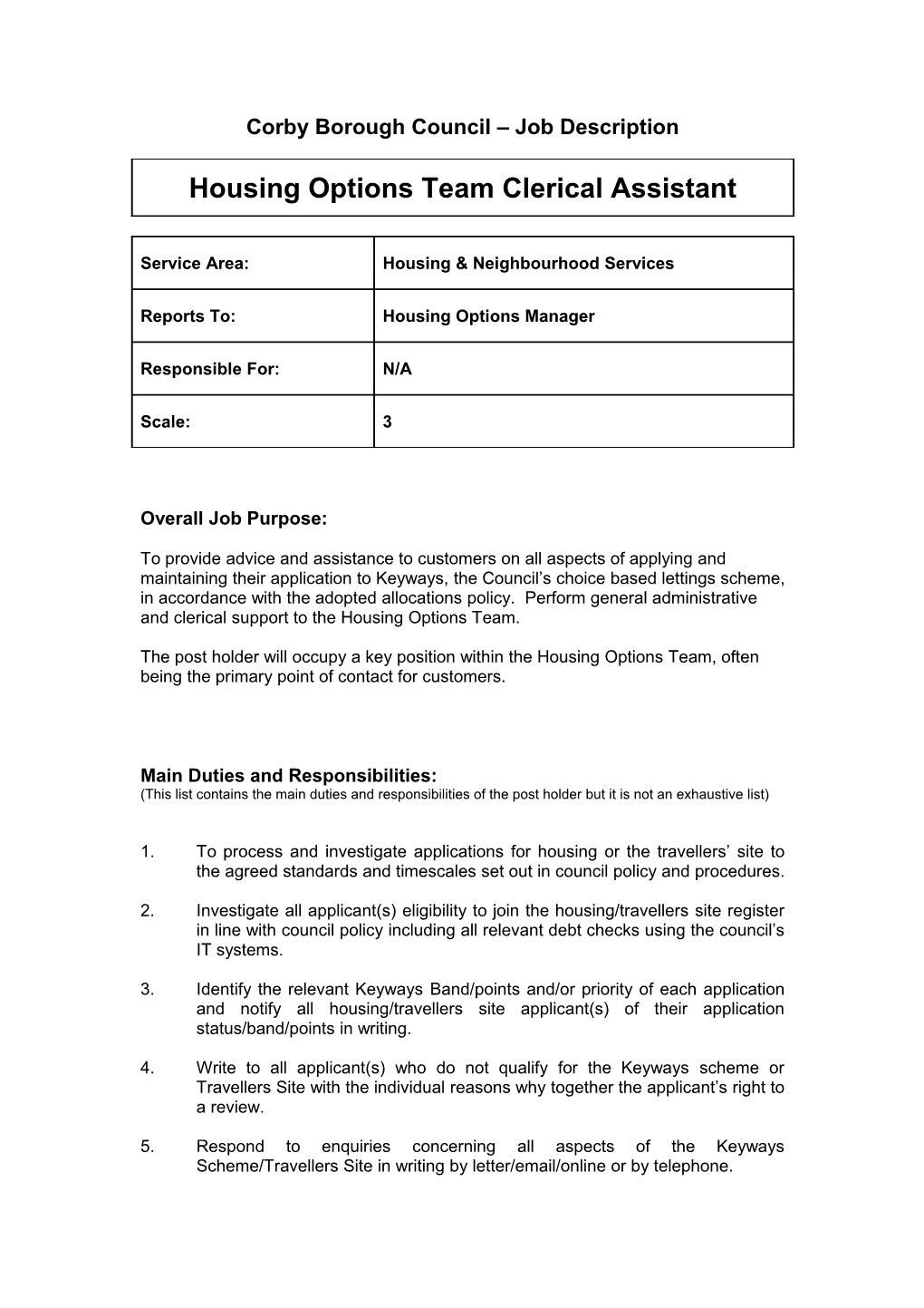 Corby Borough Council Job Description s5