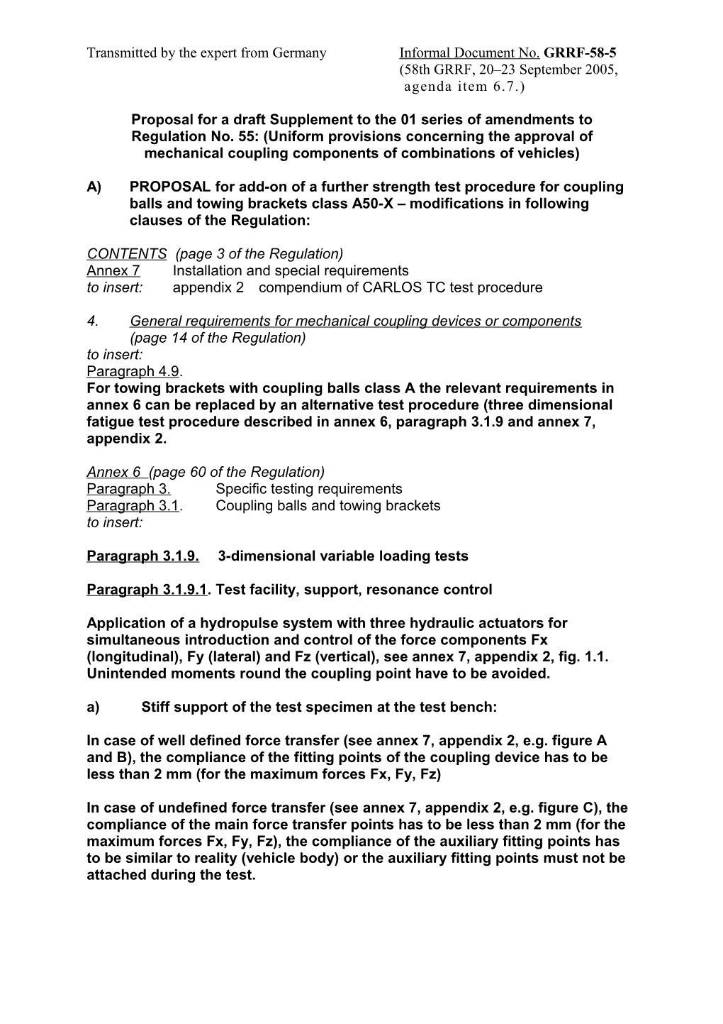 Proposal for Directive Amendment (94/20/EC, Amended by 2003