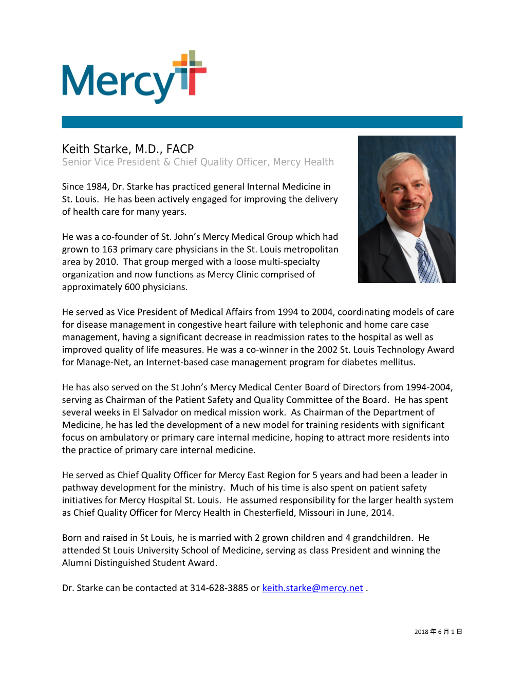 Senior Vice President & Chief Quality Officer, Mercy Health