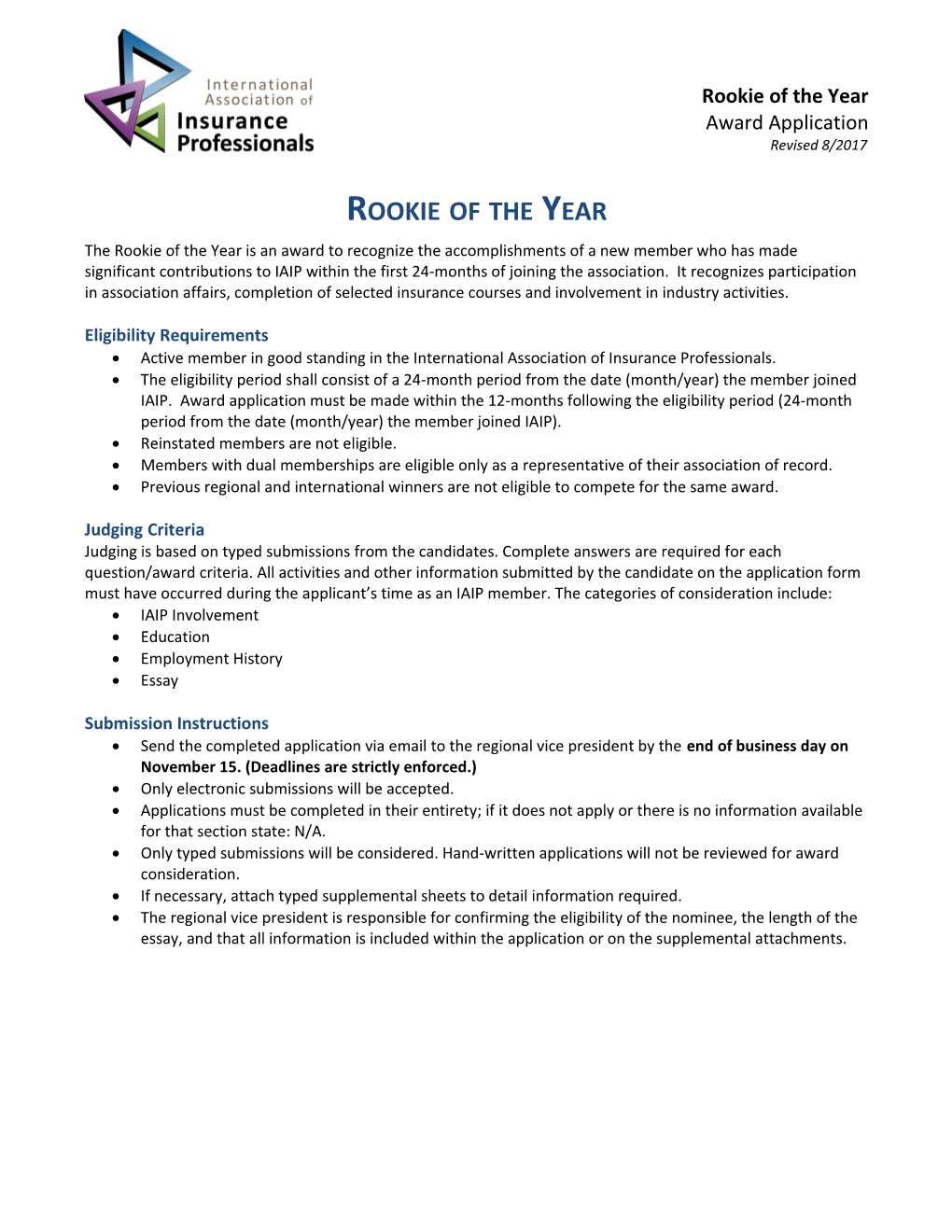 Rookieof the Year Applicationpage 1