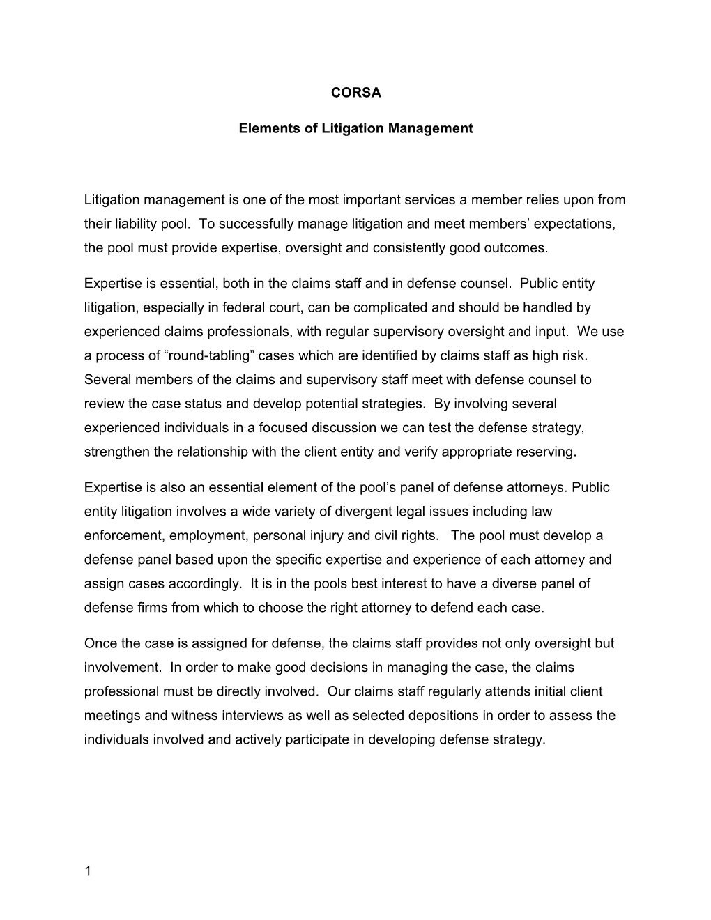Elements of Litigation Management