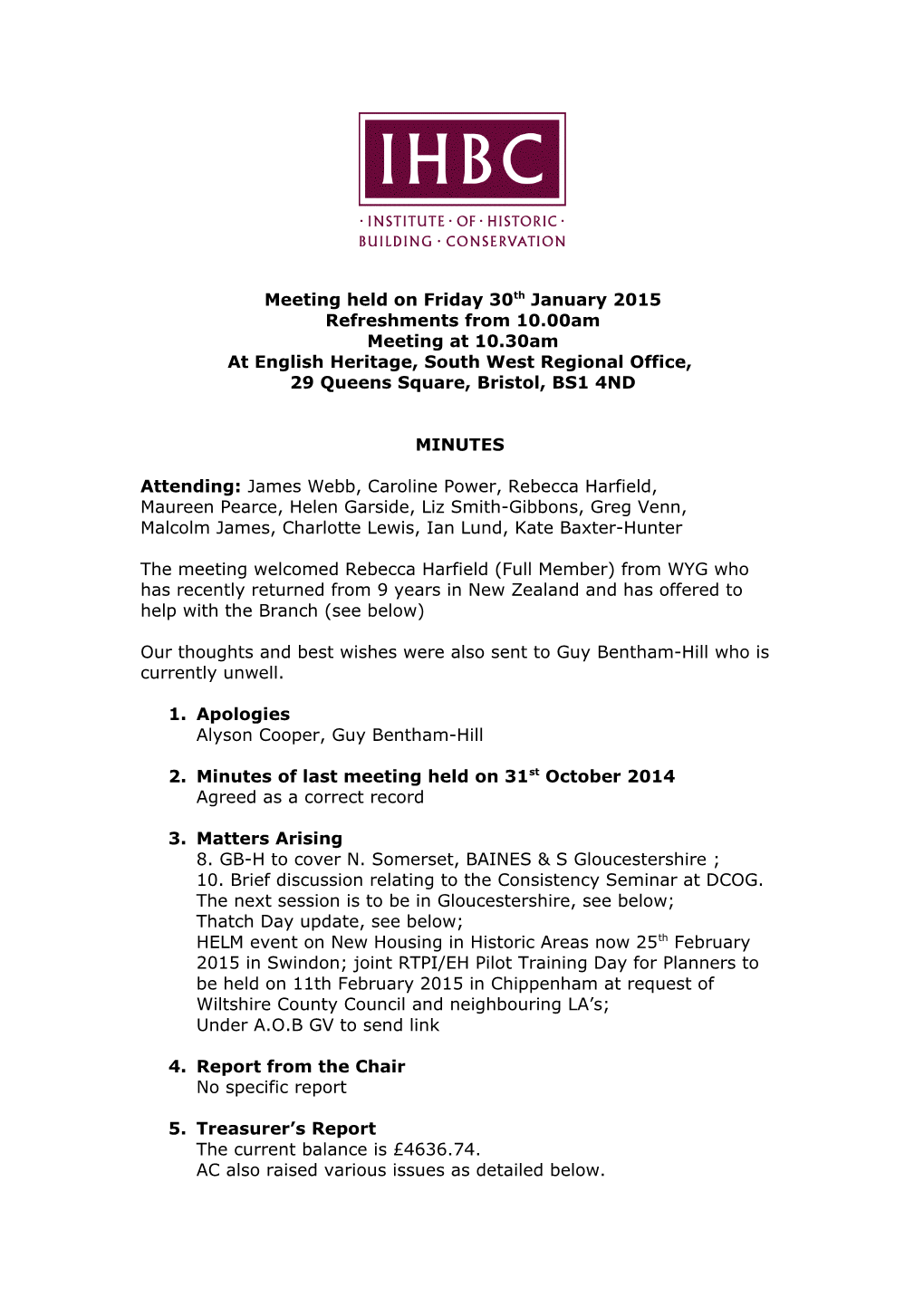 Meeting Held on Friday 30Th January 2015