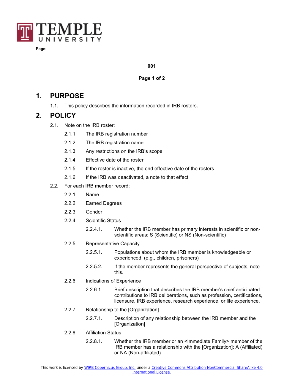 1.1. This Policy Describes the Information Recorded in IRB Rosters