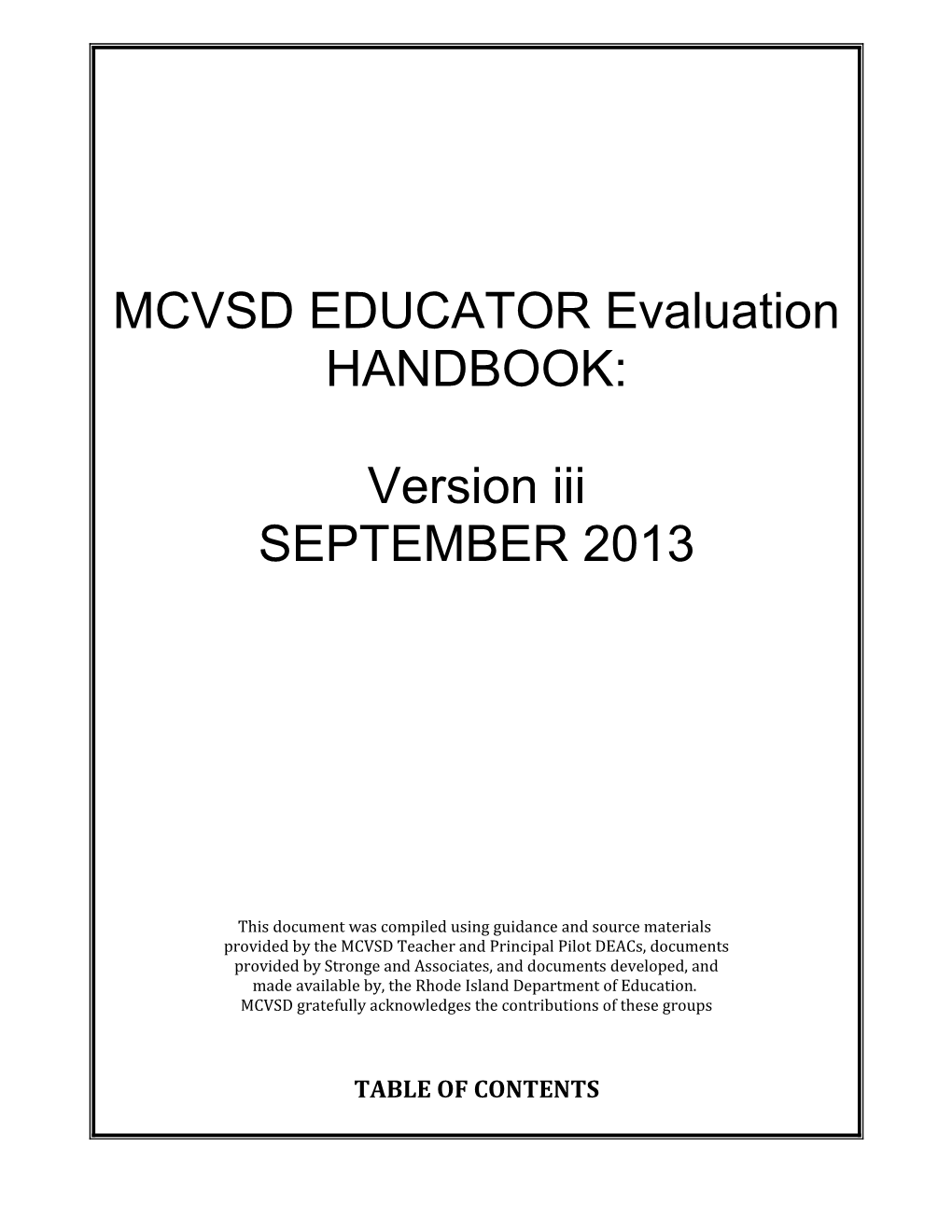 MCVSD EDUCATOR Evaluation HANDBOOK