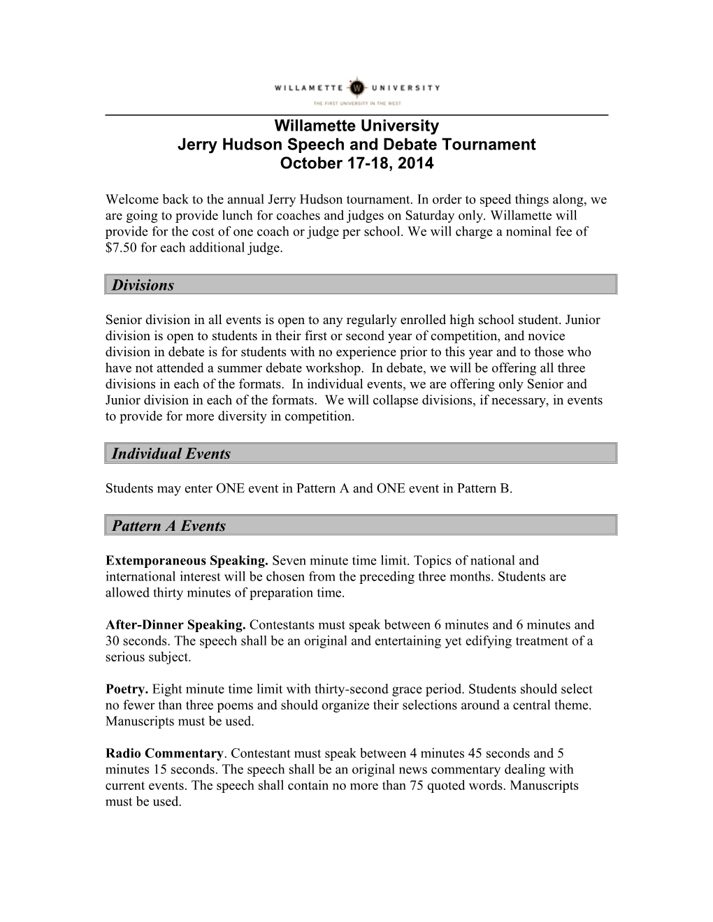 Jerry Hudson Speech and Debate Tournament