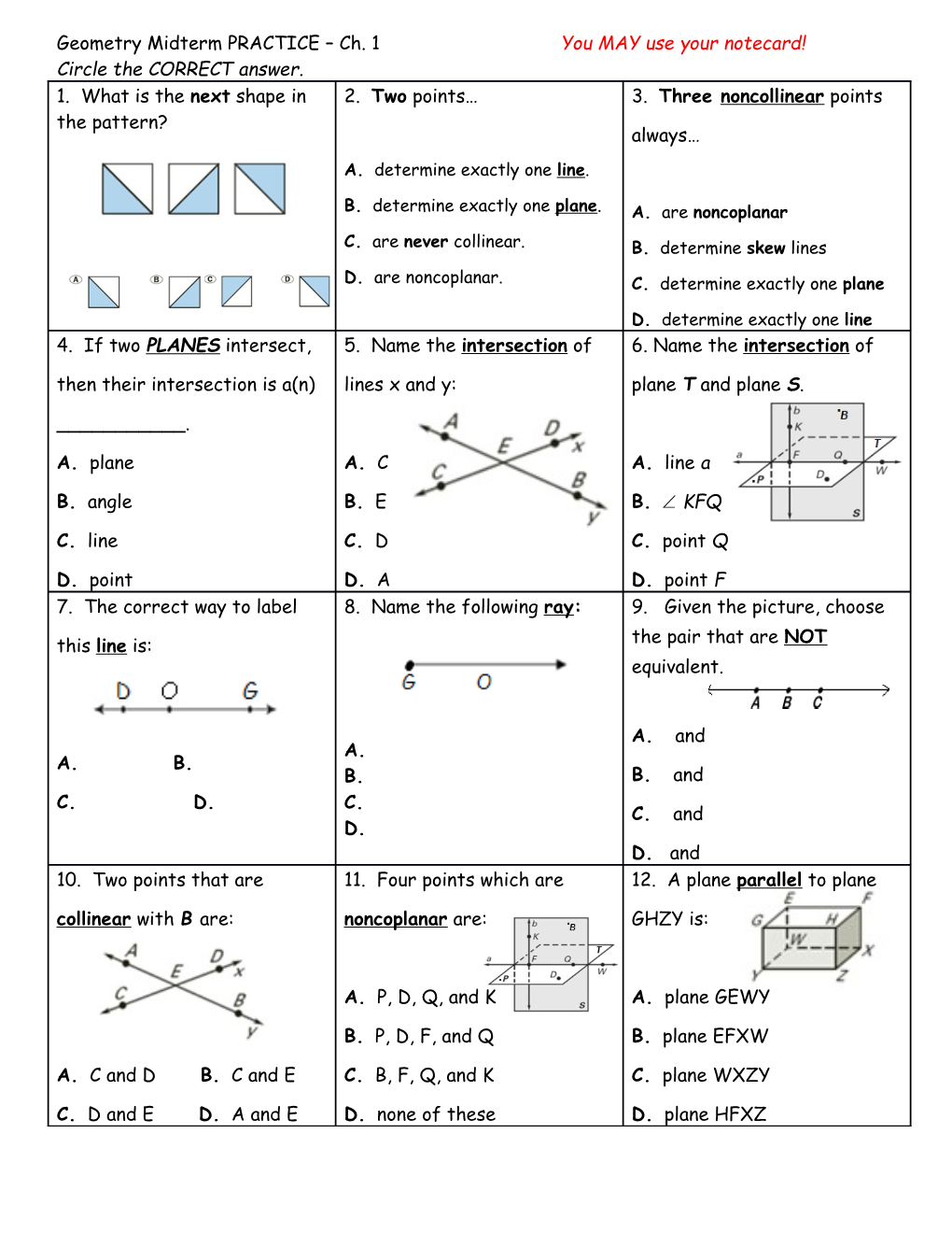 Geometry Quiz Ch