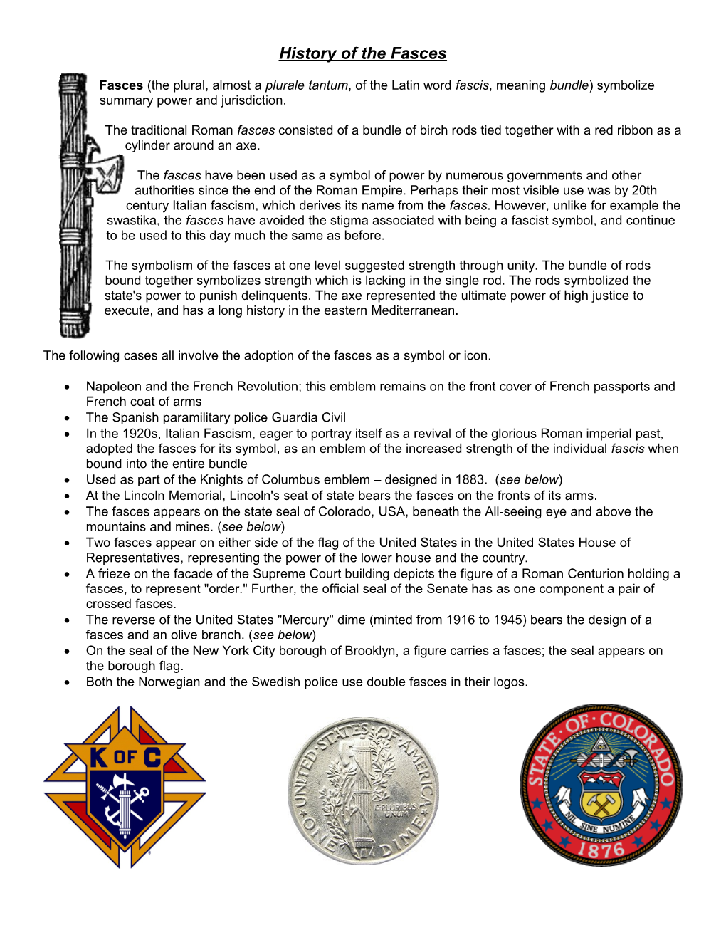 History of the Fasces