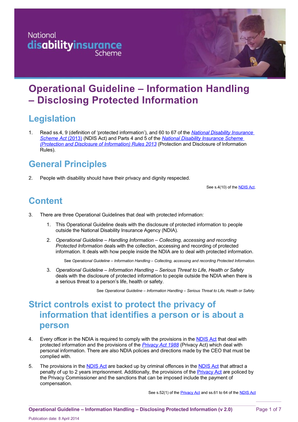 Operational Guideline Information Handling Disclosing Protected Information