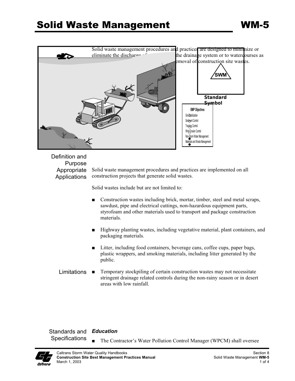 Construction Site Best Management Practices Manualsolid Waste Management WM-5