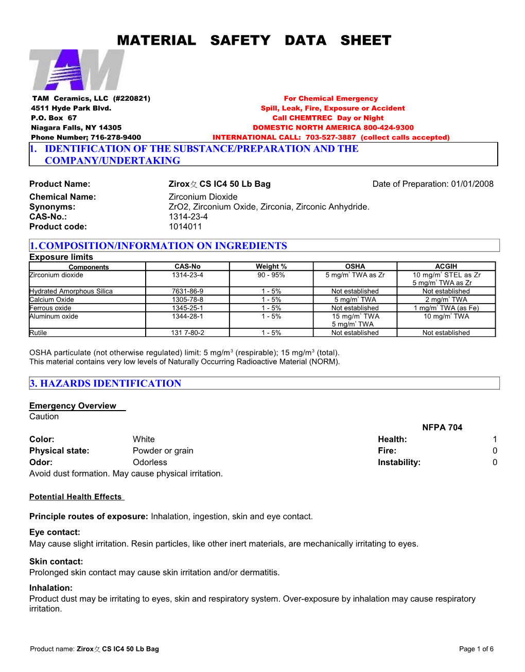 Material Safety Data Sheet s69
