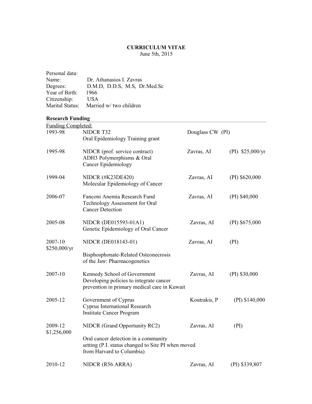 Curriculum Vitae s436