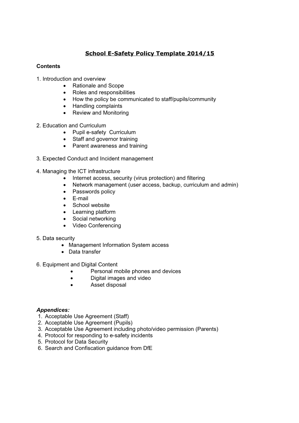 School E Safety Template Jan 2015