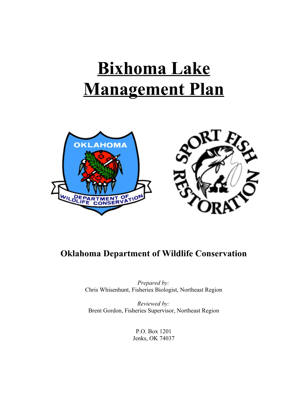 Bixhoma Lake Management Plan