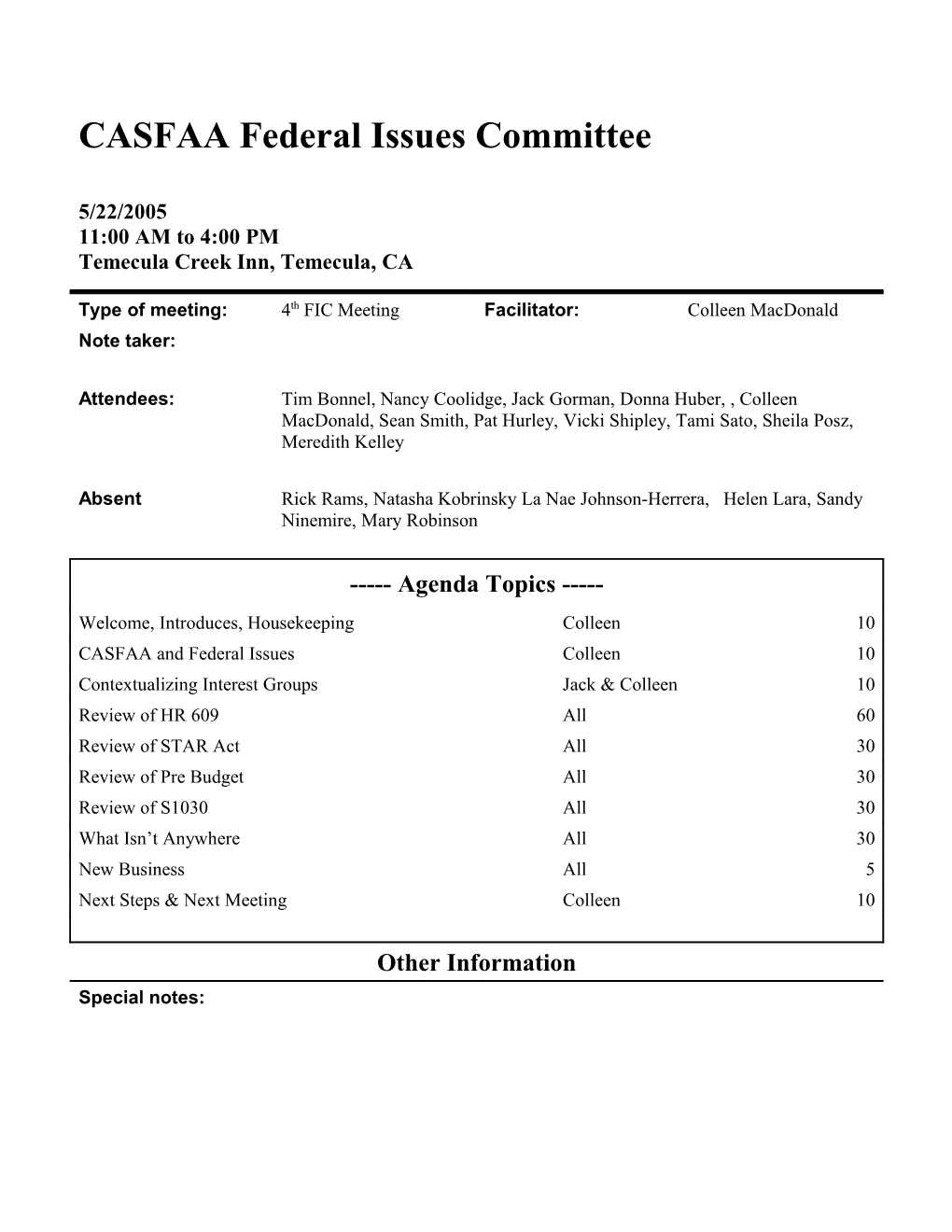 CASFAA Federal Issues Committee