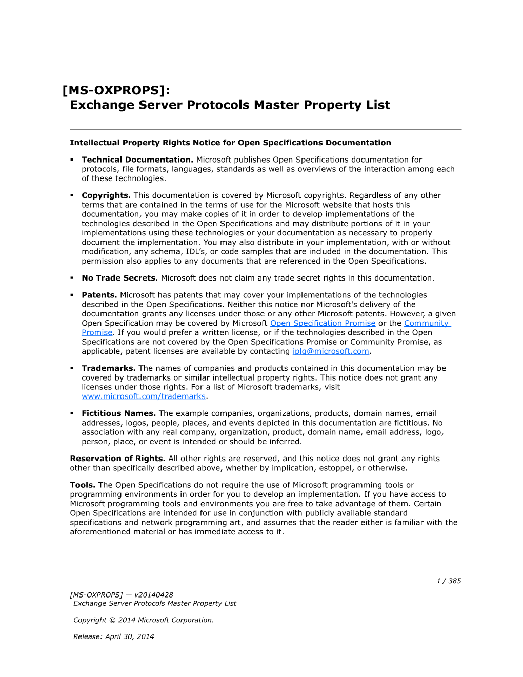 Intellectual Property Rights Notice for Open Specifications Documentation s129