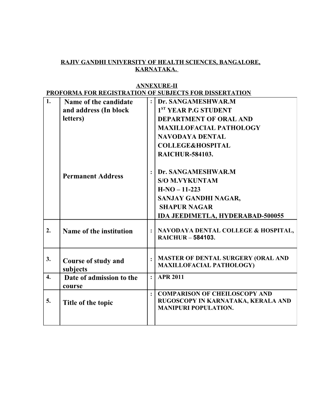 Rajiv Gandhi University of Health Sciences, Bangalore, Karnataka s46