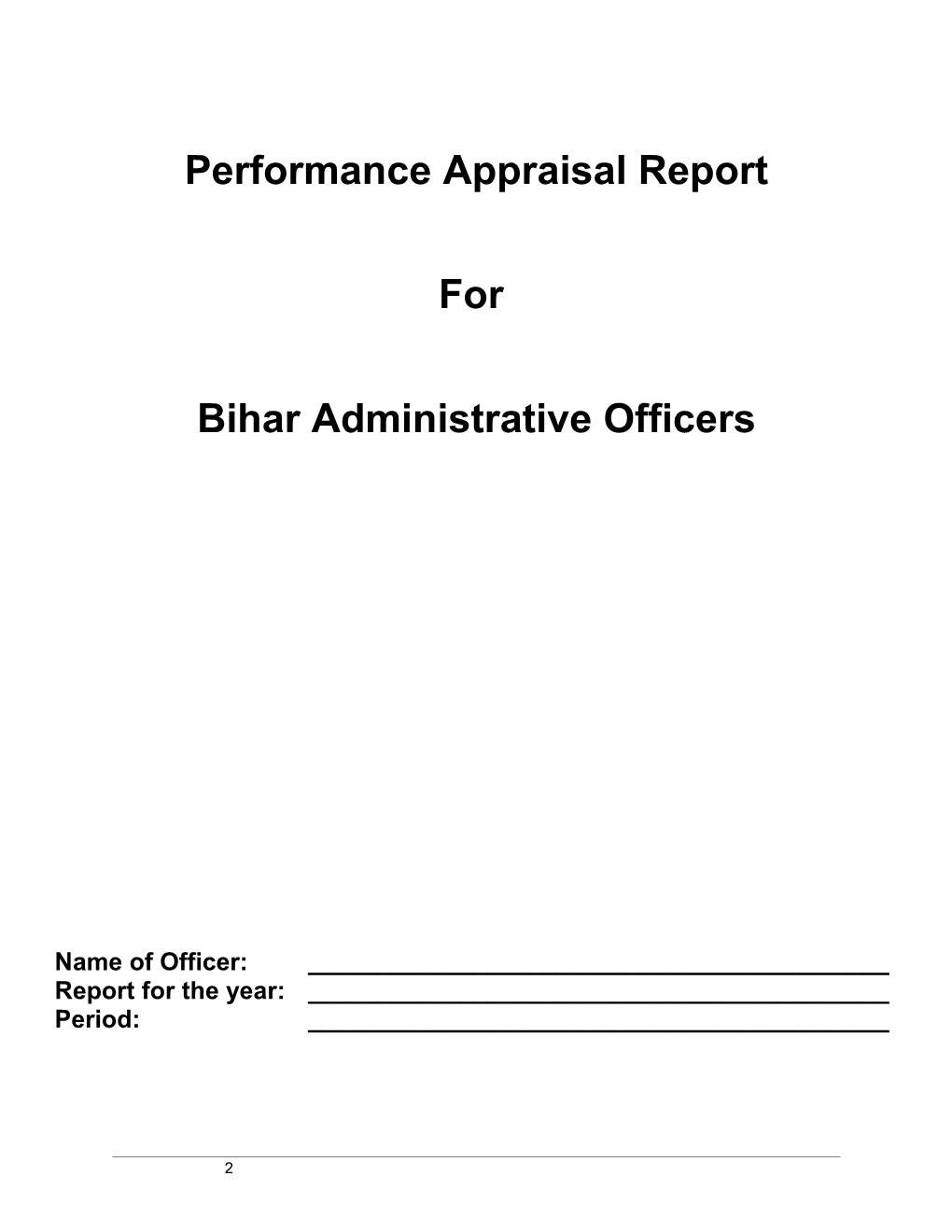 Performance Appraisal Report