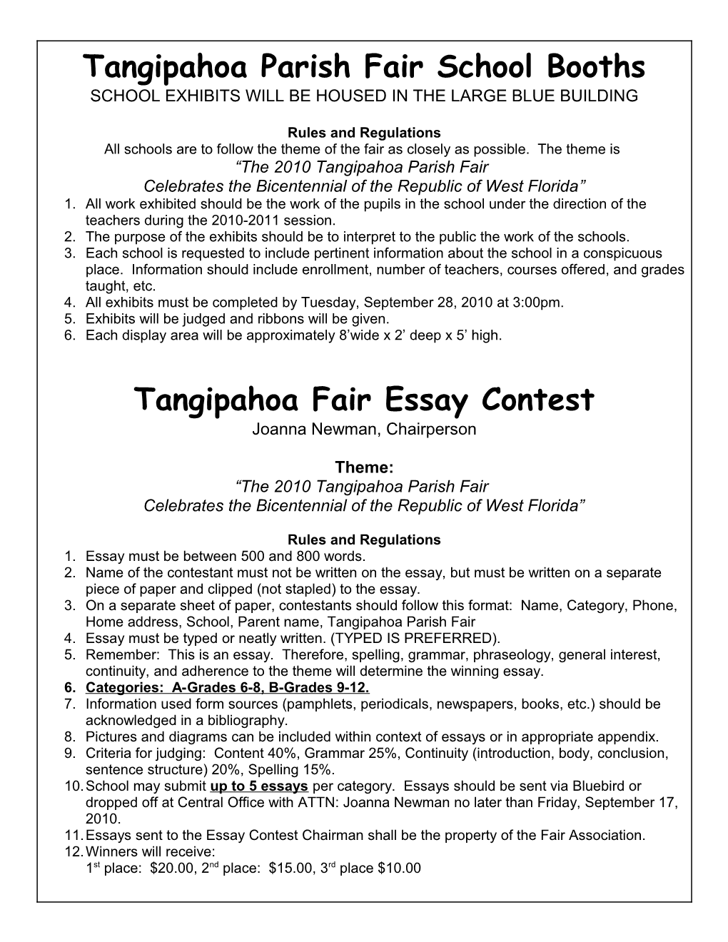 Tangipahoa Parish Fair School Booths