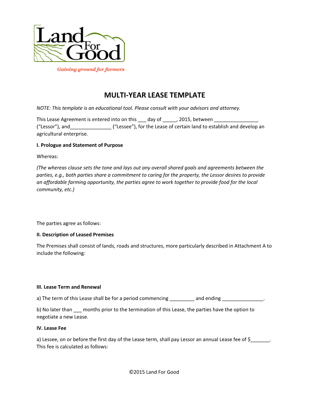 Multi-Year Lease Template