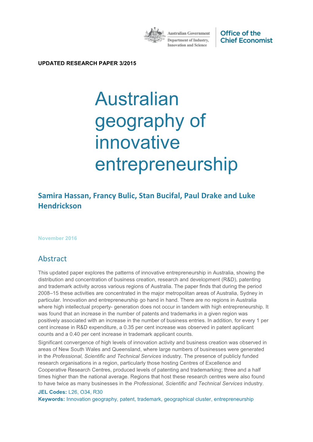 Geography Of Innovation Entrepreneurship
