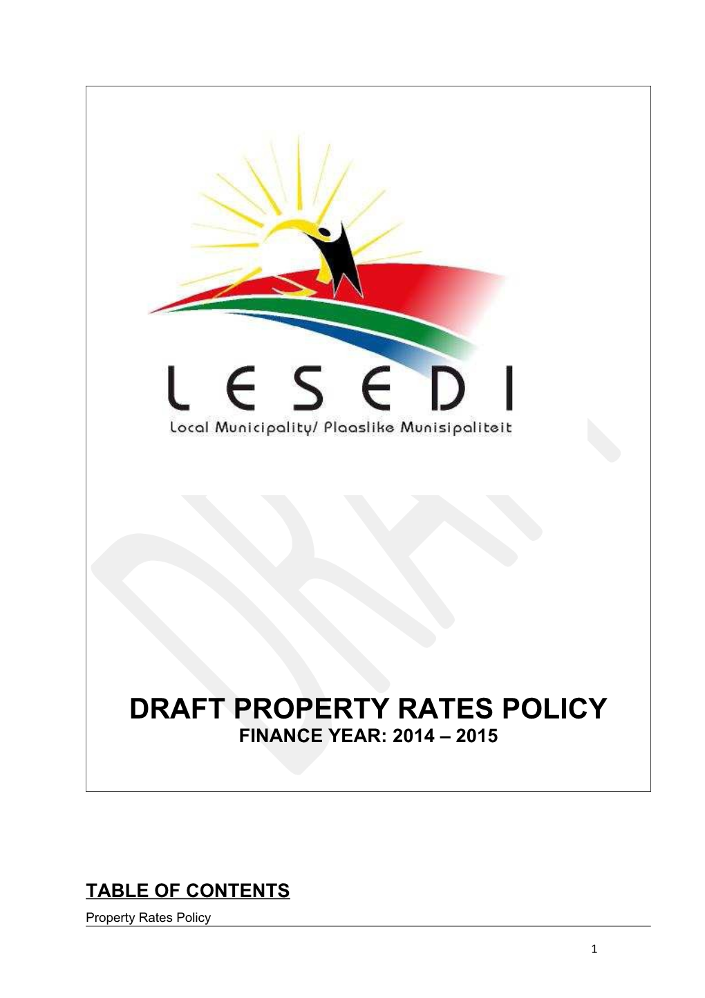 Draft Property Rates Policy