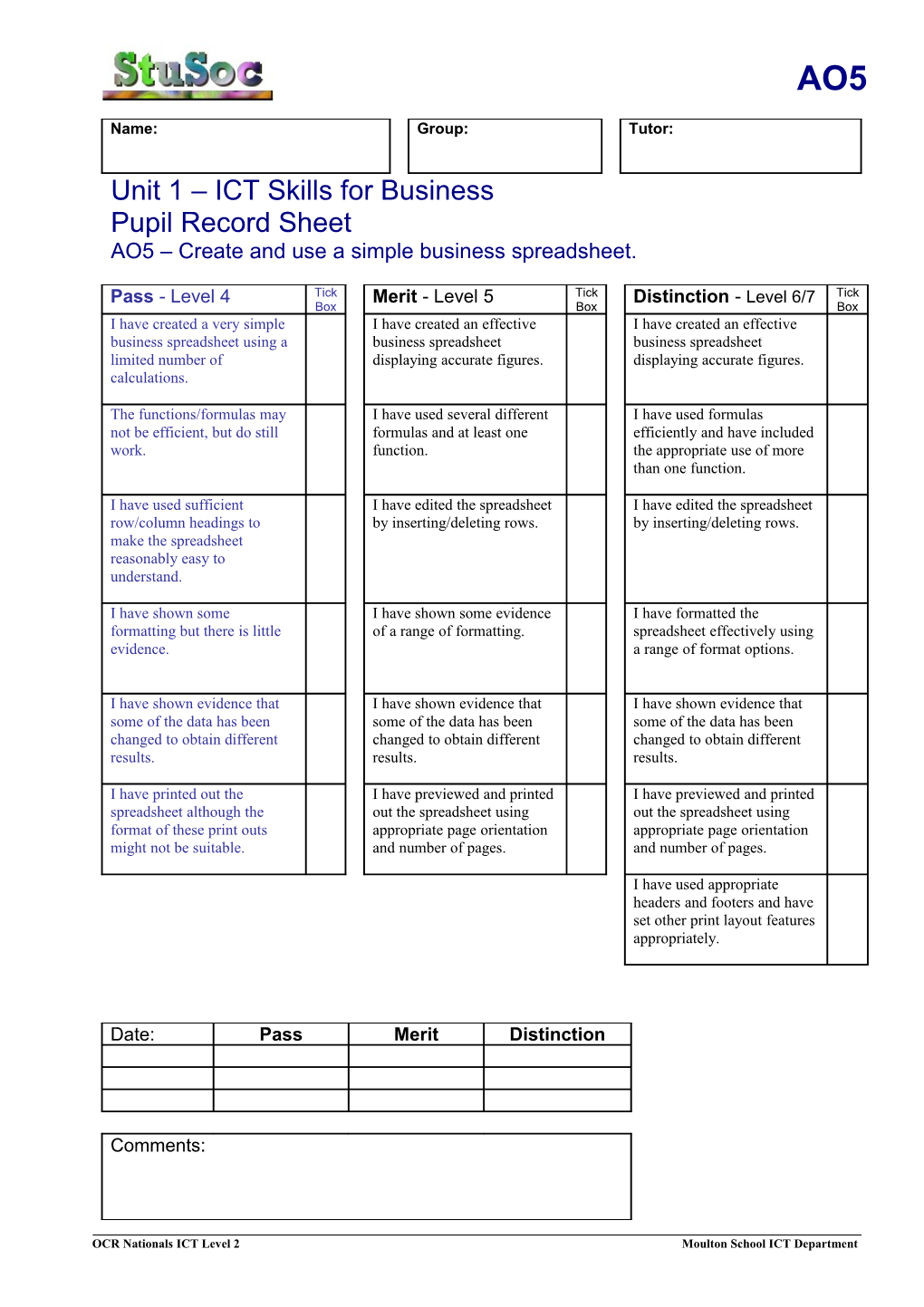 Unit 1 ICT Skills for Business