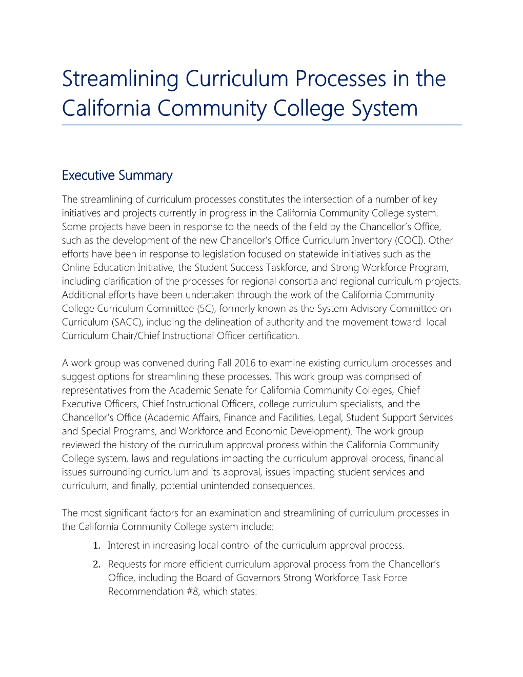 Streamlining Curriculum Processes in the California Community College System
