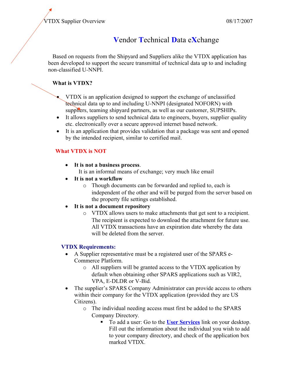 Vendor Technical Data Exchange