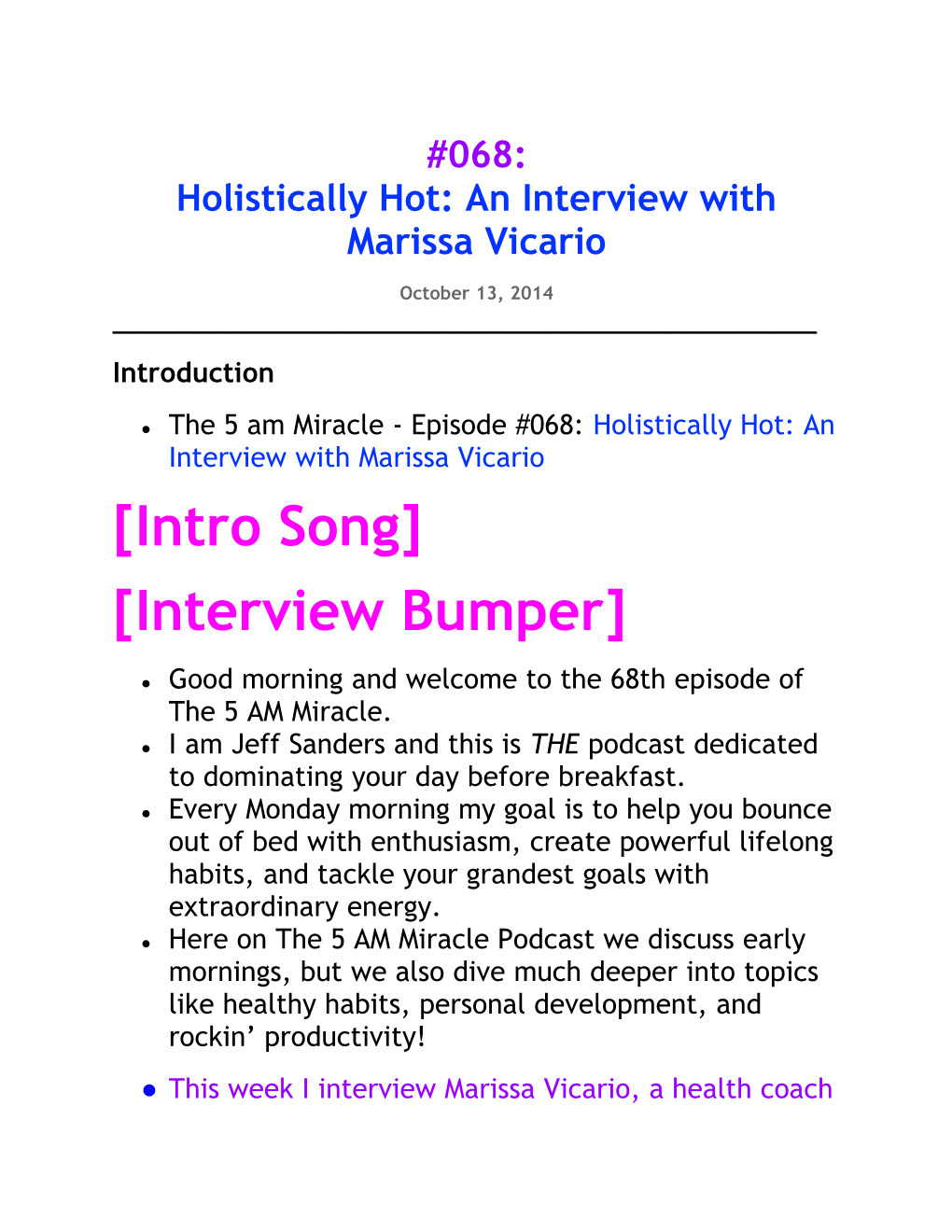 068: Holistically Hot: an Interview with Marissa Vicario Podcast