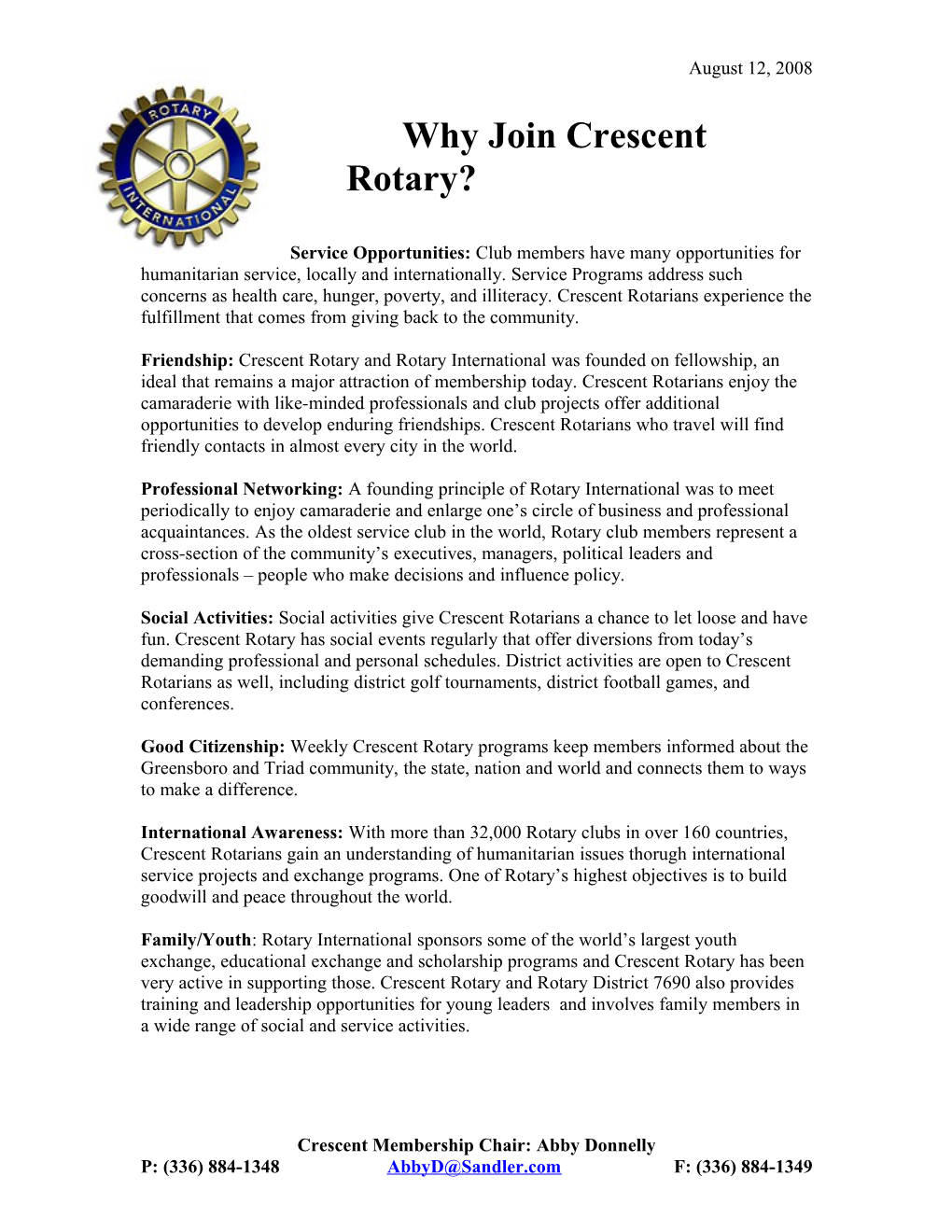 Why Join Crescent Rotary