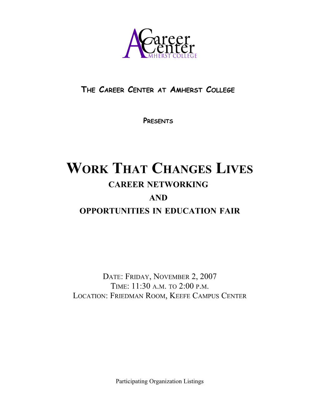 Work That Changes Lives