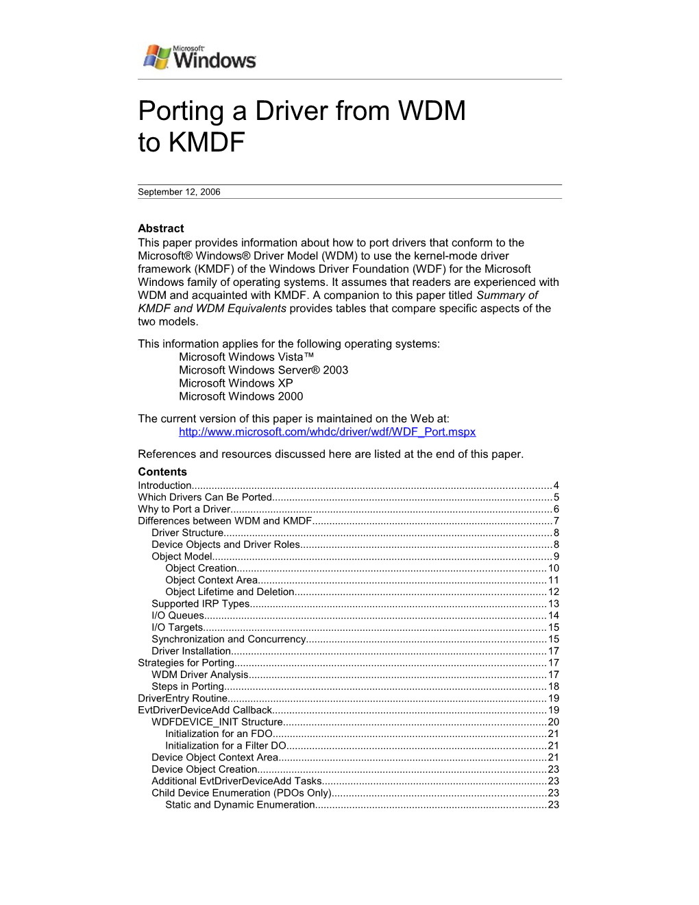 Porting a Driver from WDM to KMDF