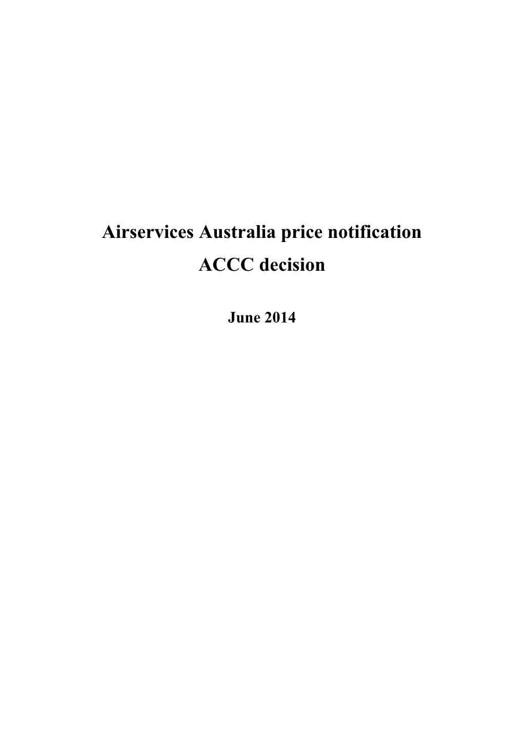 Airservices Australia Price Notification