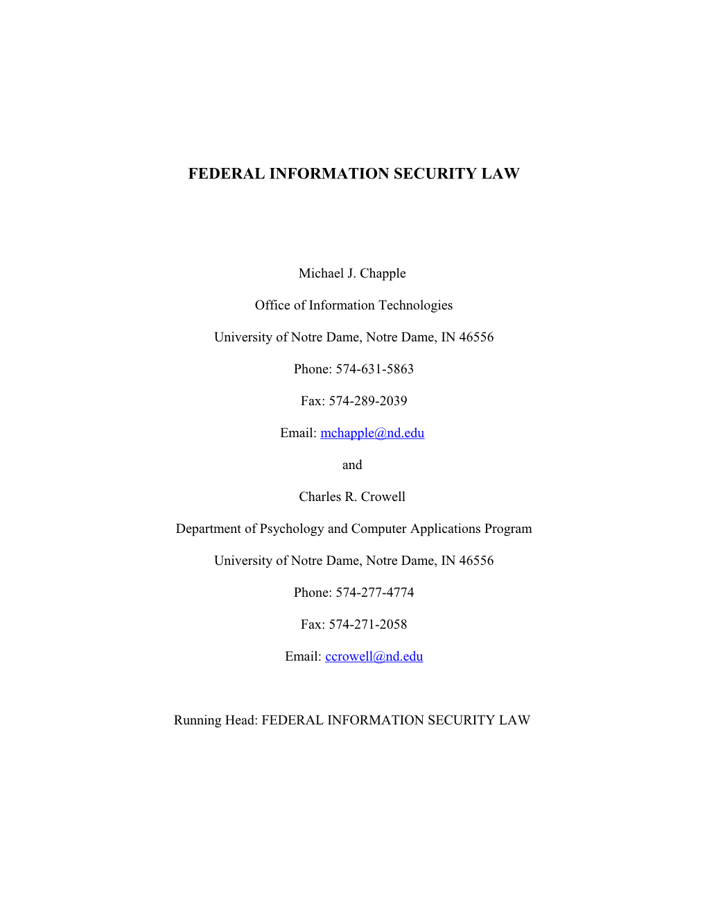 Federal Information Security Law