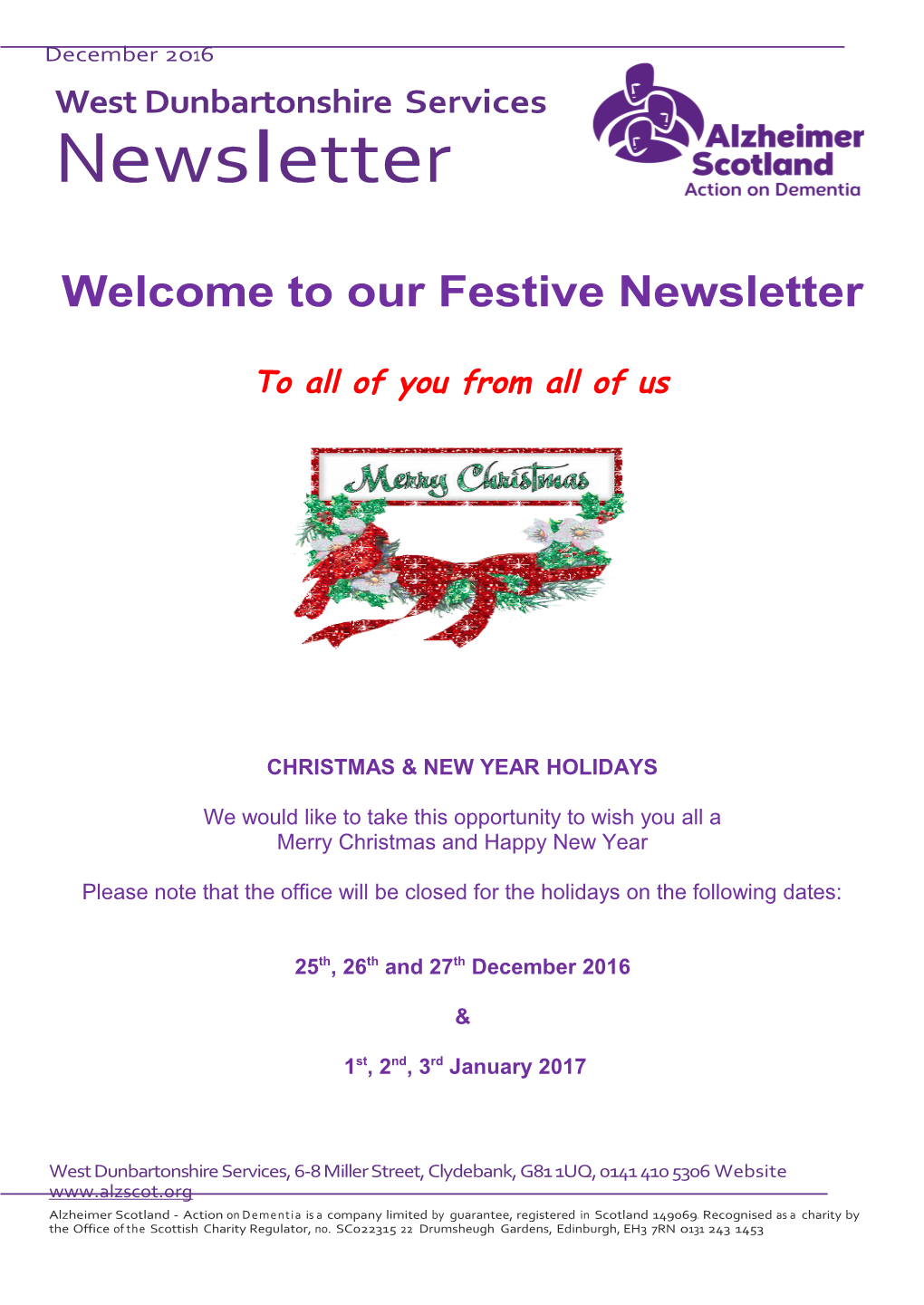 Welcome to Our Festive Newsletter