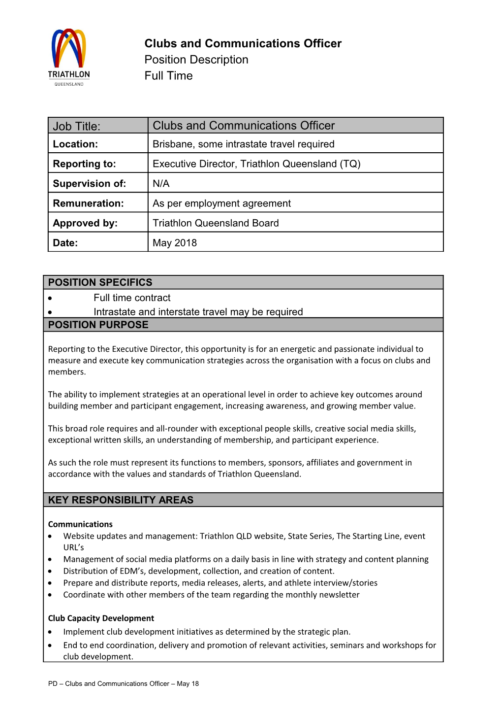 Clubs and Communications Officer