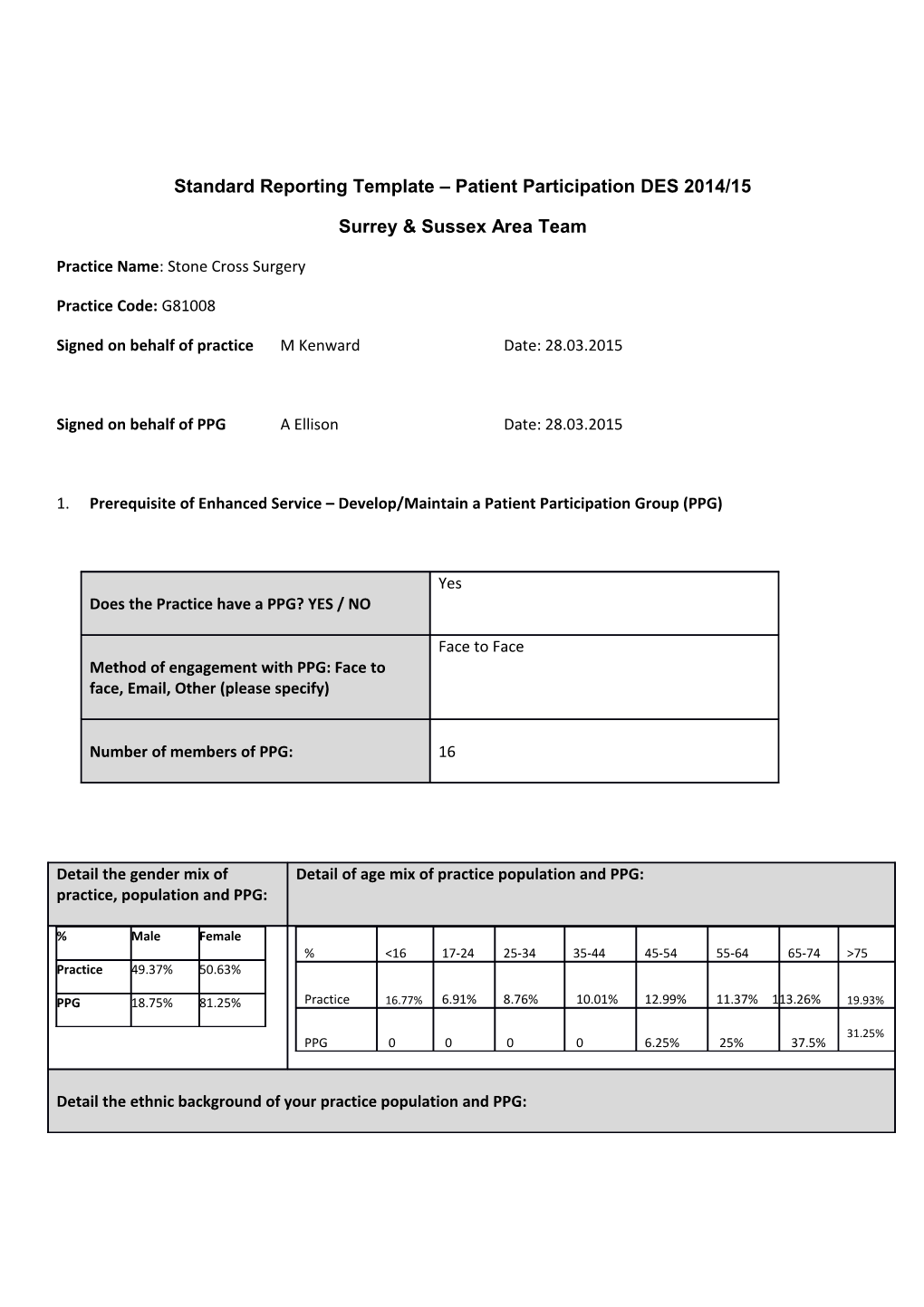 Standard Reporting Template Patient Participation DES 2014/15 s1