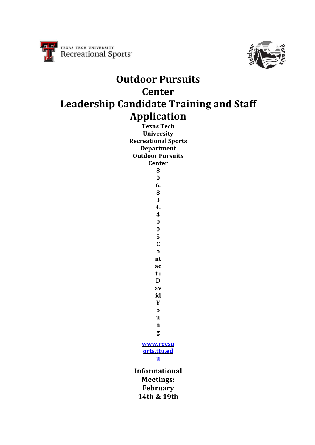 Leadership Candidate Training and Staff Application