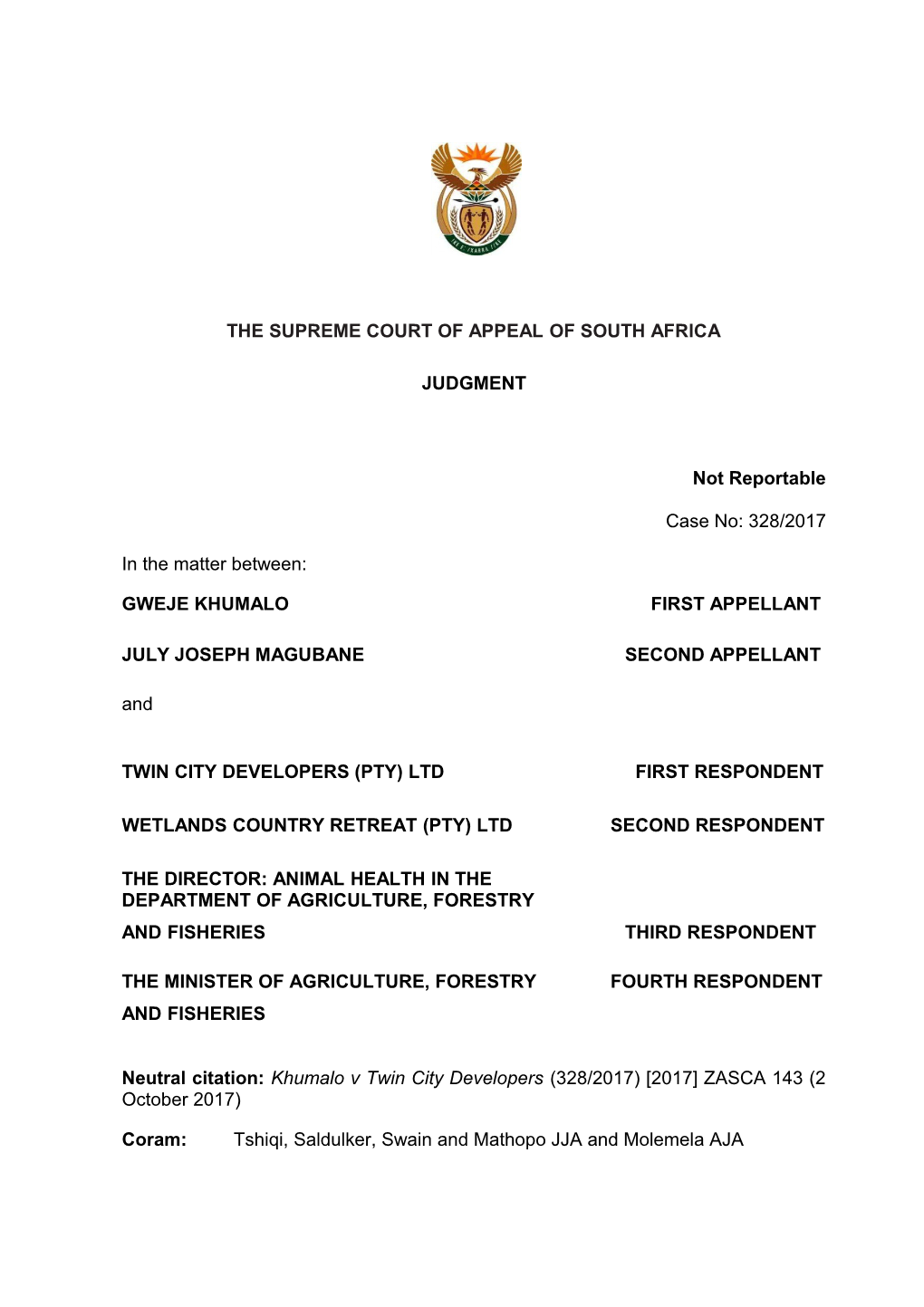 The Supreme Court of Appeal of South Africa s5