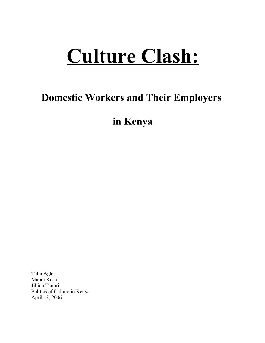 Domestic Workers and Their Employers