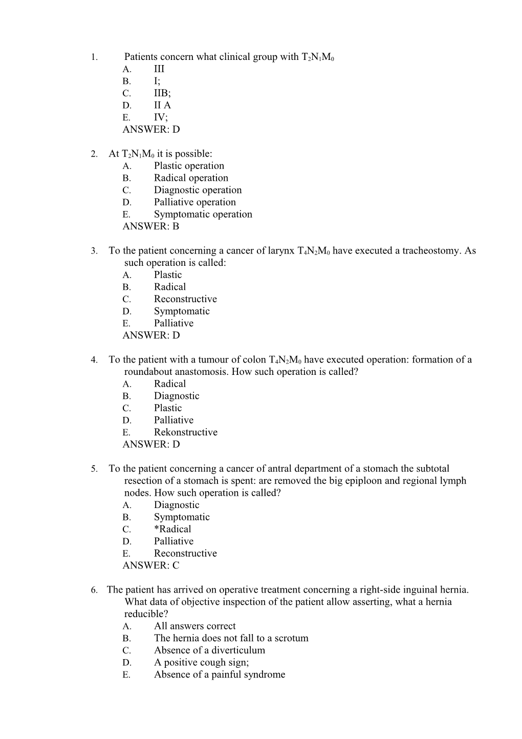 1. Patients Concern What Clinical Group with T2N1M0